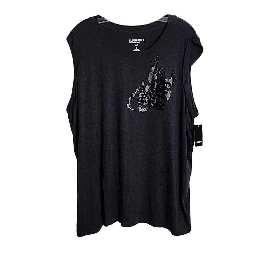 Torrid Rose Flames Classic Fit Super Soft Crew Neck Muscle Tee, NWT